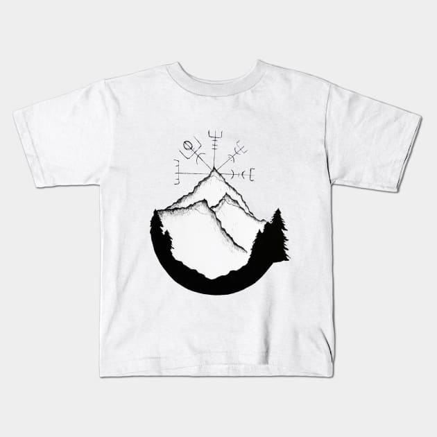 Mountain Compass Kids T-Shirt by ValhallaDesigns